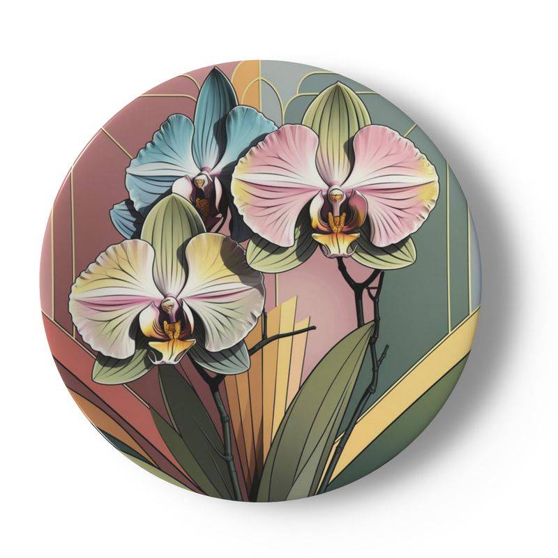 Art Deco-Inspired Orchid Wall Plate - 6.5"