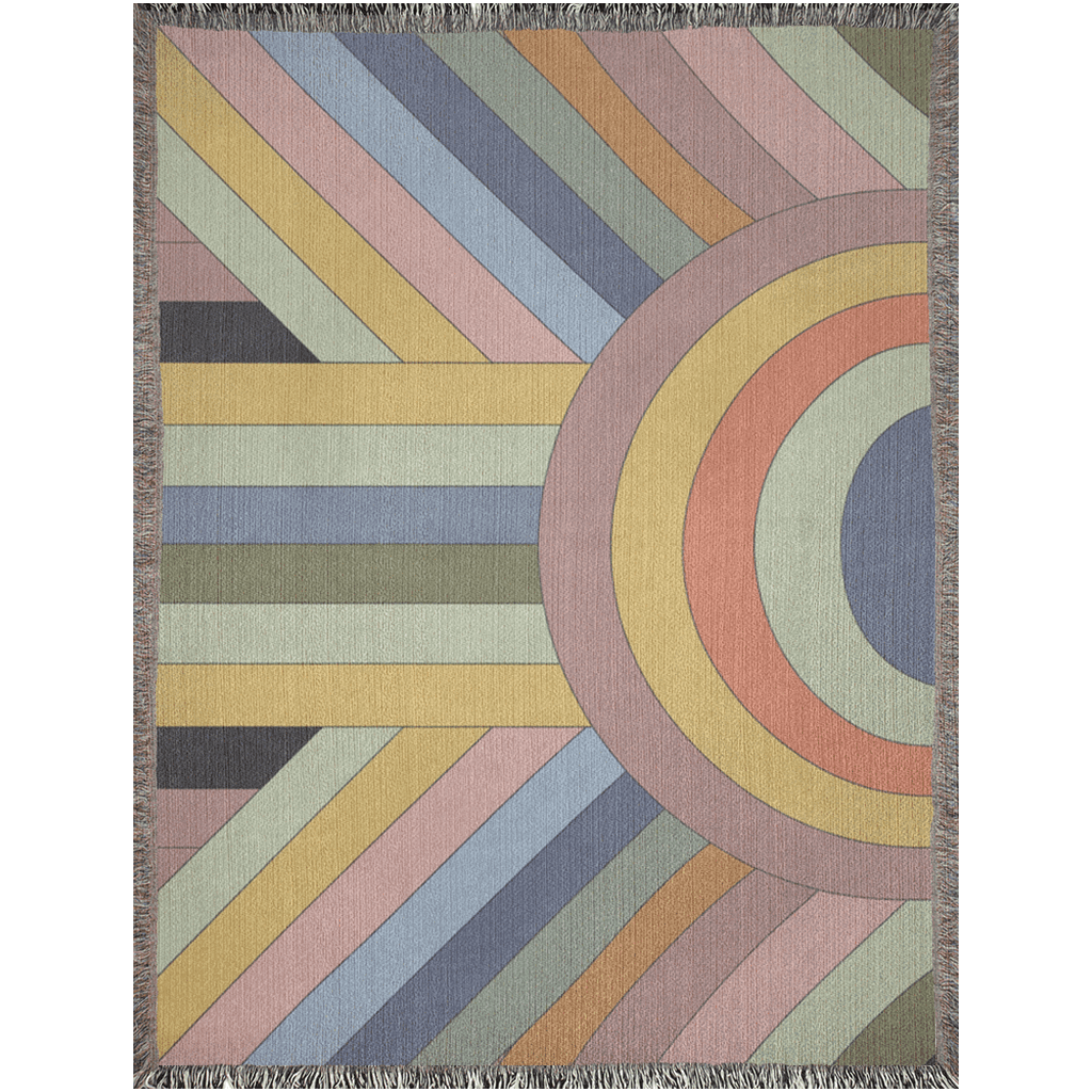 Art Deco-inspired Rainbow Arch 100% woven cotton throw blanket