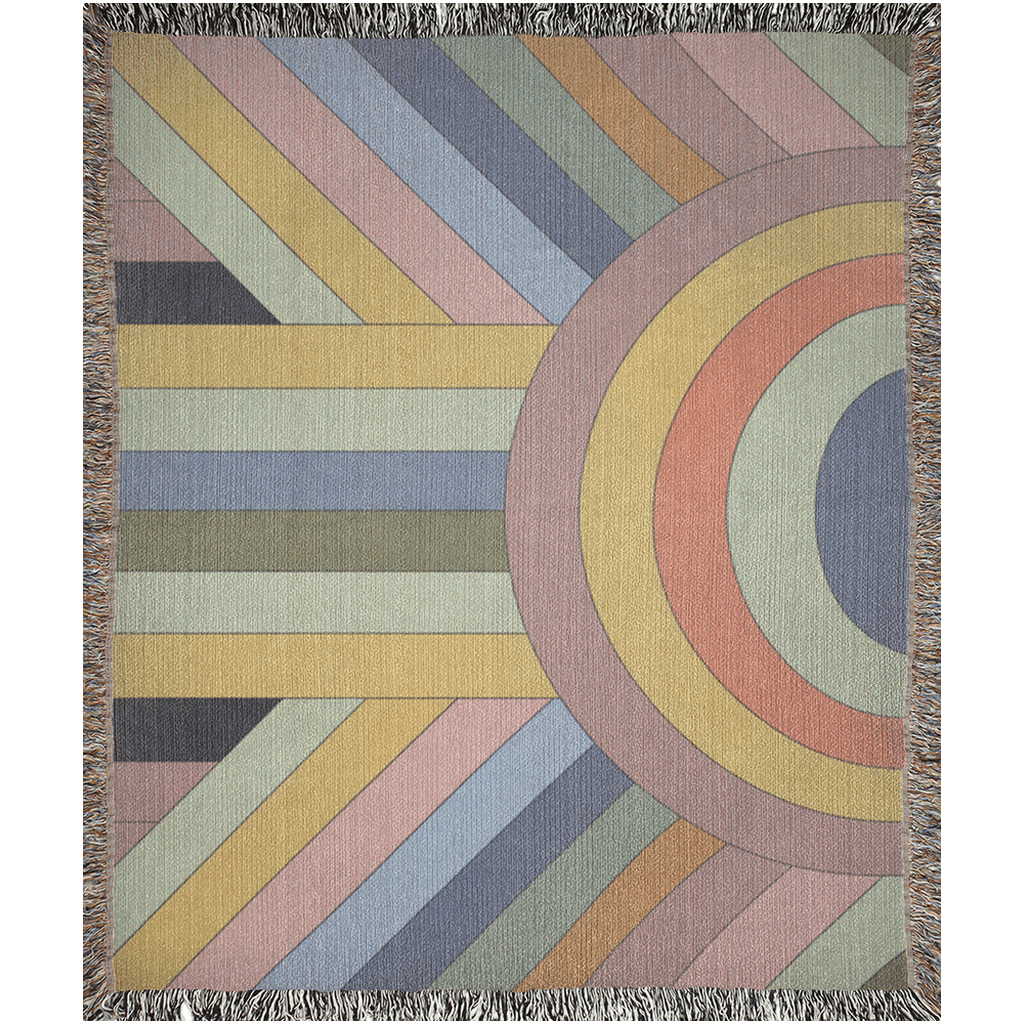 Art Deco-inspired Rainbow Arch 100% woven cotton throw blanket