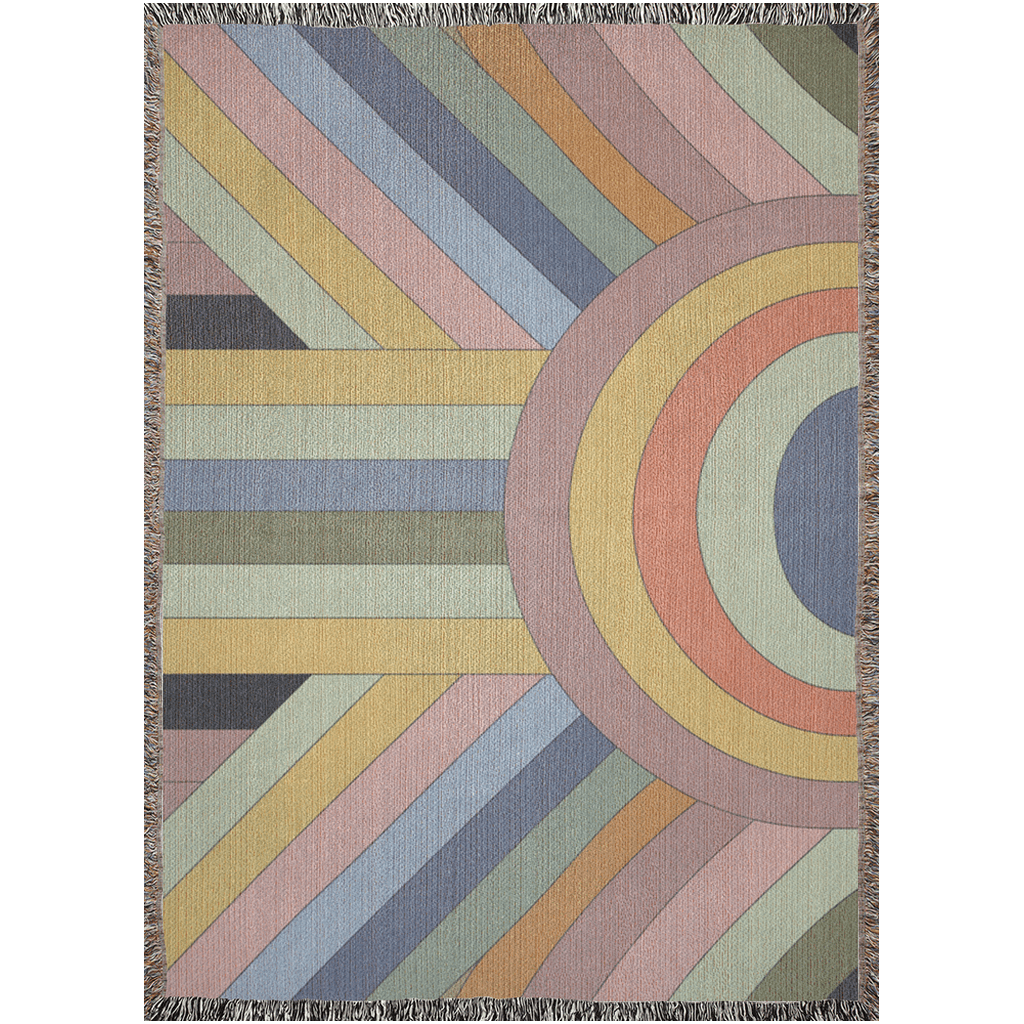 Art Deco-inspired Rainbow Arch 100% woven cotton throw blanket