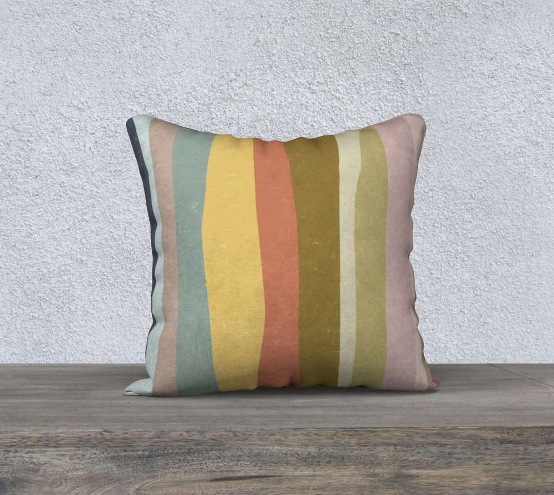 Dusty Rainbow Stripes 18x18 Pillowcase, Plain Back