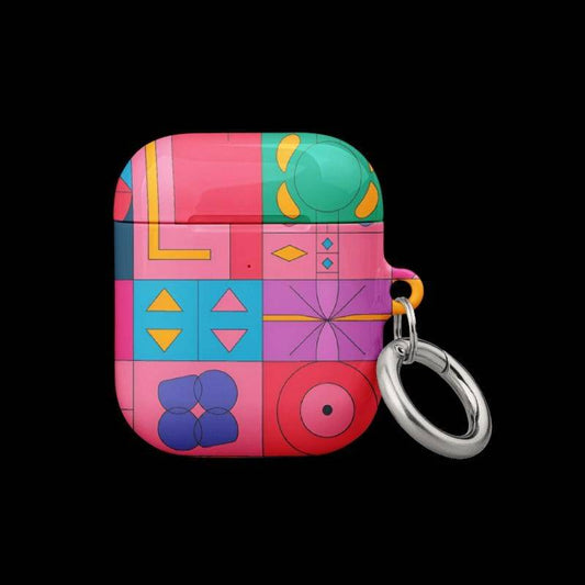 Retro Rave-Inspired AirPods Snap-on Case with Carabiner