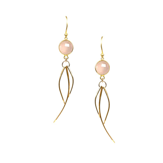 Gena Myint Rose Quartz Earrings | 14kt Gold Vermeil | Handcrafted in NYC